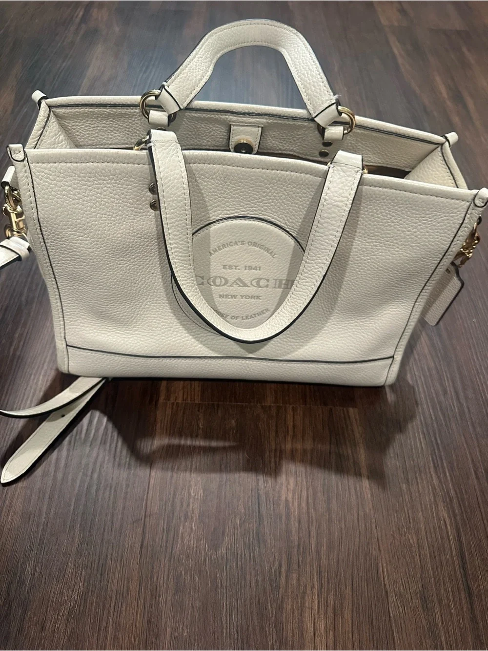 Coach Dempsey cream carryall Tote with Top Handles
